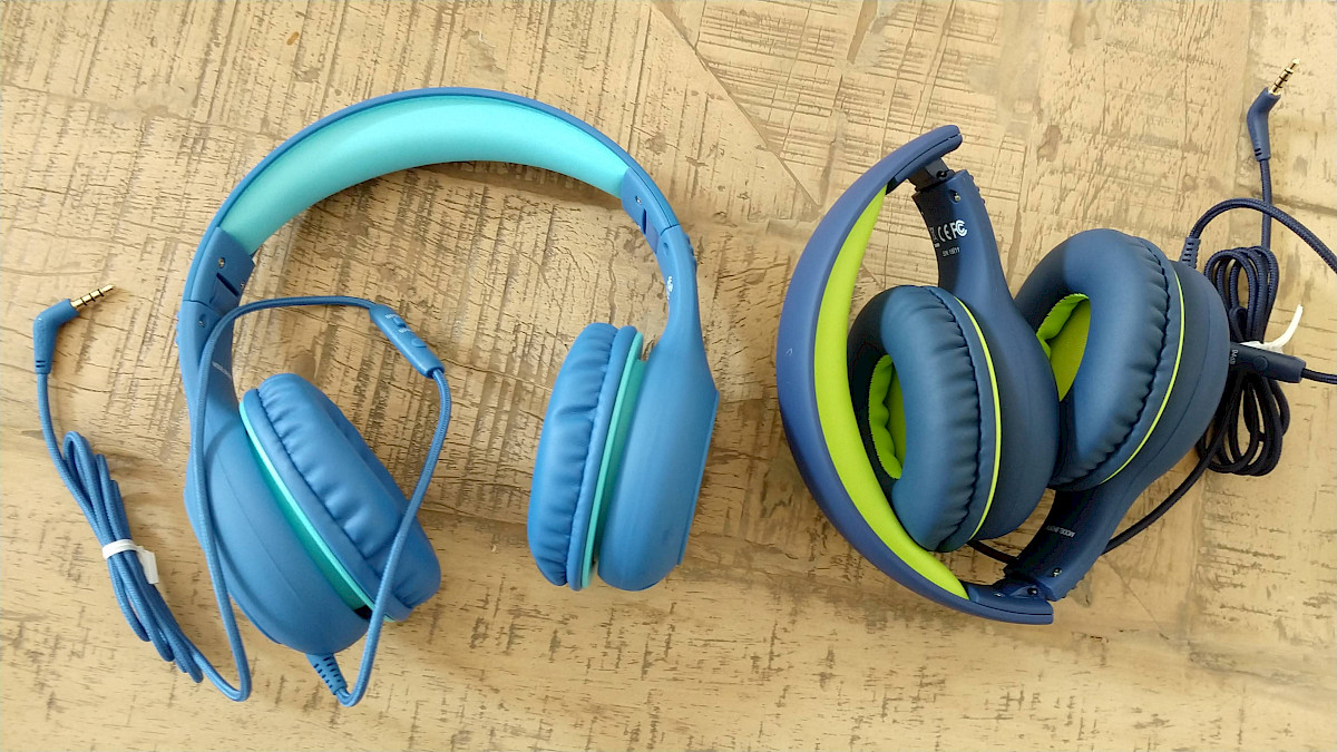 für Schule und Reise Mint+Grau Kinderkopfhörer mit 75dB 94dB Lautstärke begrenzt Bluetooth-Kopfhörer für Teenager mit eingebautes Mikrofon 2 Stück of SIMOLIO Bluetooth Kopfhörer Kinder 85dB