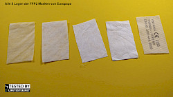 Im Test - EUROPAPA 20x FFP2 Atemschutzmaske - Erfahrungen Die 5 Filterlagen der FFP2 Maske - © www.lifetester.net