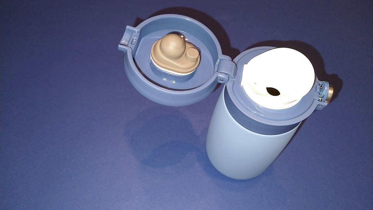 Thermal mug insulated bottle - opened with lid