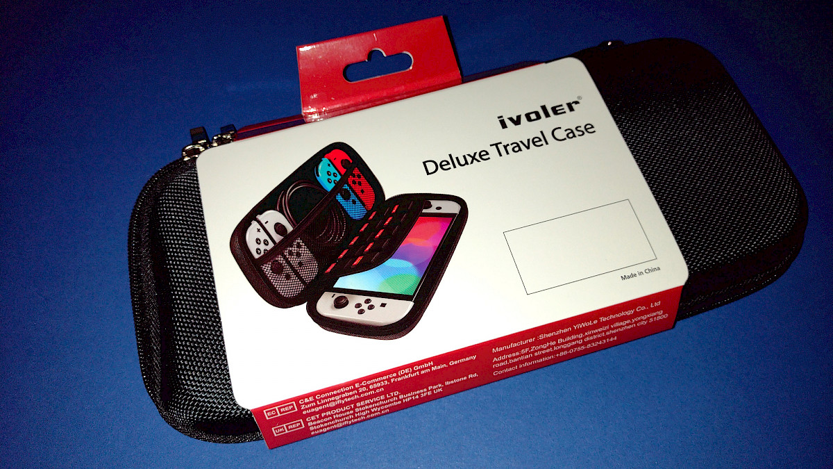 Die Tasche von iVoler für die Nintendo Switch mit Umverpackung