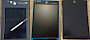 3 LCD-Schreibtafeln im Test Boogie Board rip, Mafiti 8.5-Zoll Grafiktablett, angmno 8.5 LCD-eWriter nebeneinander - © lifetester.net